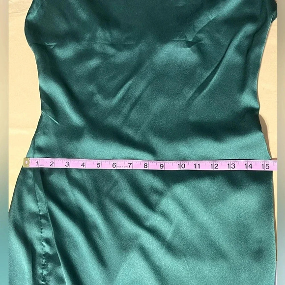Emerald Green Strappy Satin Cowl Midi Dress size 4 adjustable straps slip dress - Picture 13 of 14